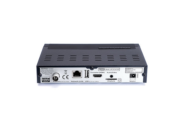 Xoro HRT 8730 HEVC DVB-T/T2 Receiver schwarz HDTV H.265, kartenloses Irdeto-Zugangssystem für Freenet TV, Mediaplayer, PVR Ready, HDMI, USB 2.0, 12V 